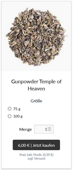 Gunpowder of Heaven Grüntee Marokkanischer Minztee